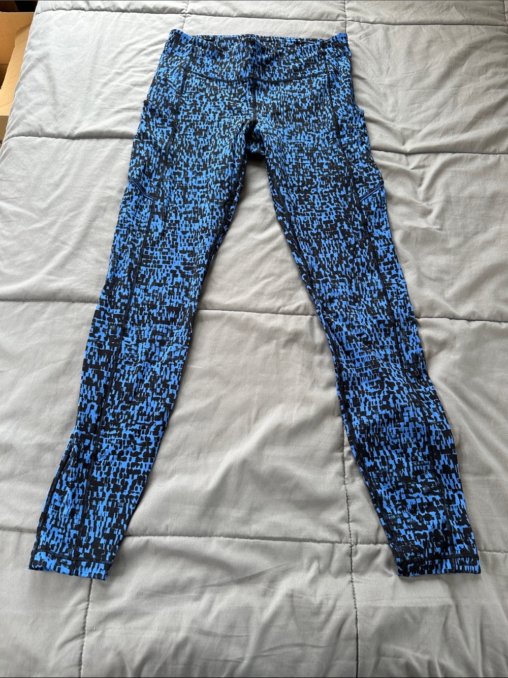 lululemon athletica Black and Blue Pixel Print Leggings